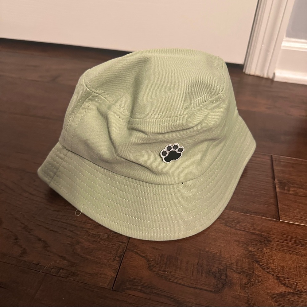 Sage Green Bucket Hat with Paw Print